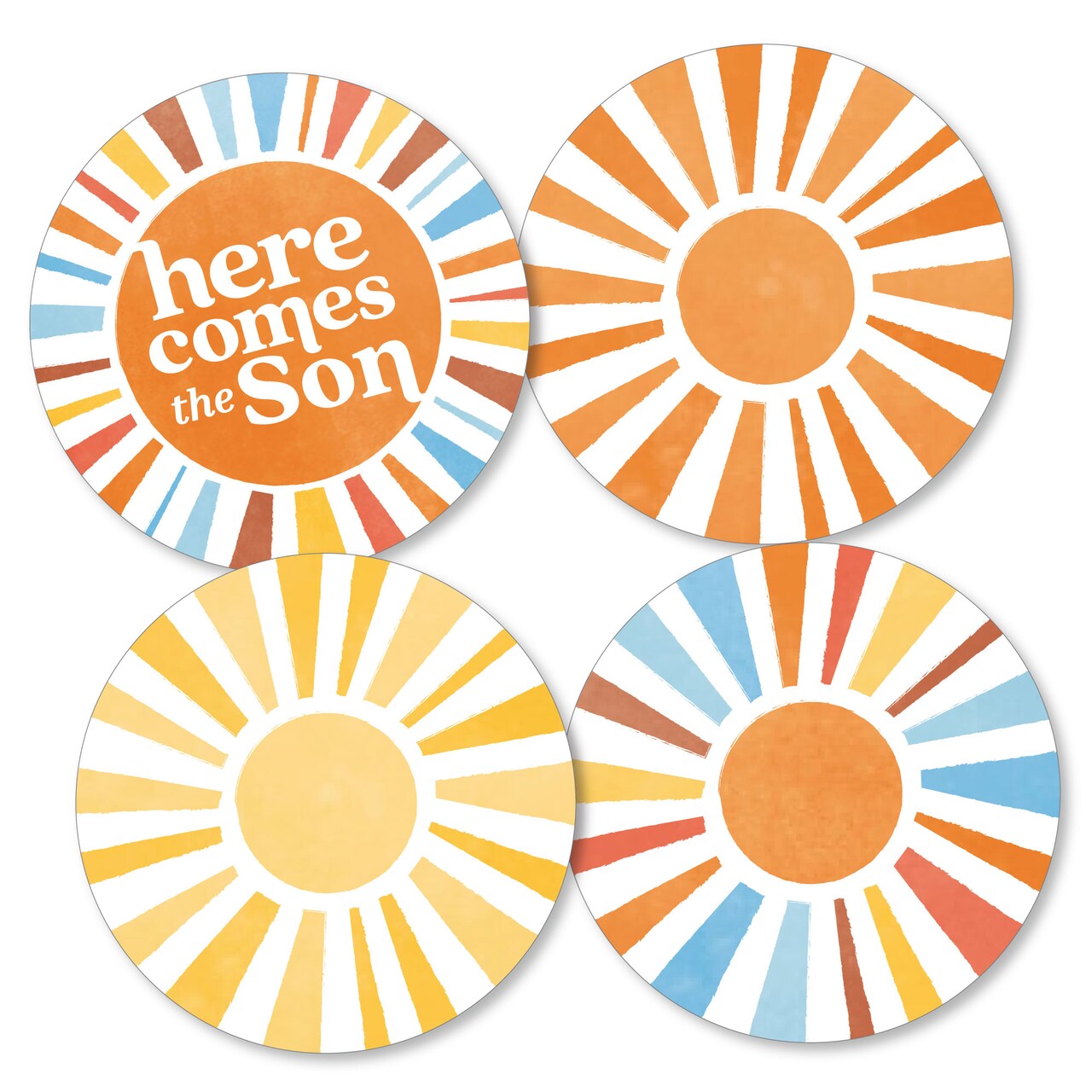Big Dot of Happiness Here Comes The Son Baby Shower Decor, Sun Shaped Party Decorations, DIY Boy Boho Sprinkle Celebration Essentials - Set of 20